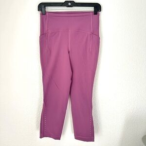 Lululemon Cropped Leggings Women’s 6 Pink Activewear High Rise Workout Pant